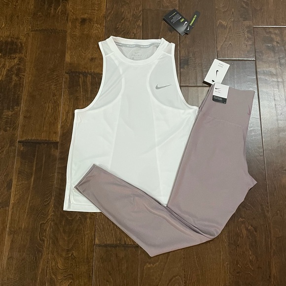 Women's Nike Dry Miler Running Tank & High-Waisted 7/8 Leggings Bundle, S NWT